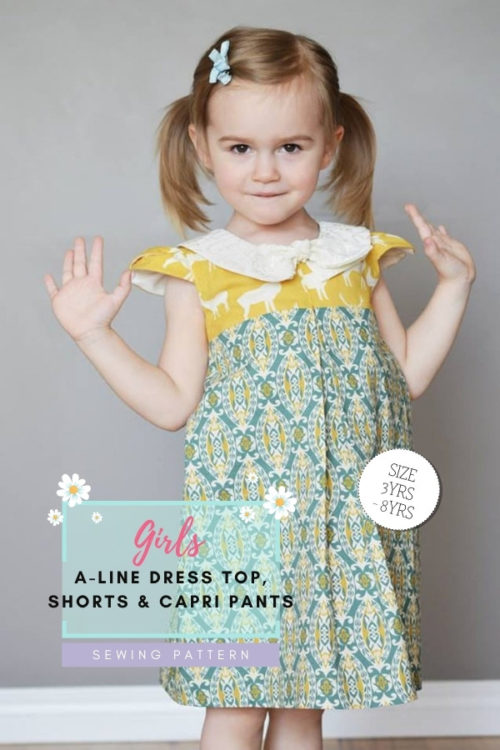 Girls A-Line Dress, Top, Shorts and Capri Pants sewing pattern (sizes 3 ...