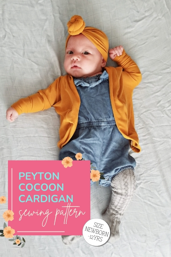 Peyton Cocoon Cardigan sewing pattern (Newborn-12yrs)