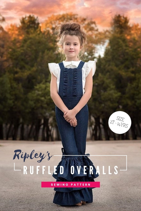 Ripley's Ruffled Overalls sewing pattern (sizes 2T-14)