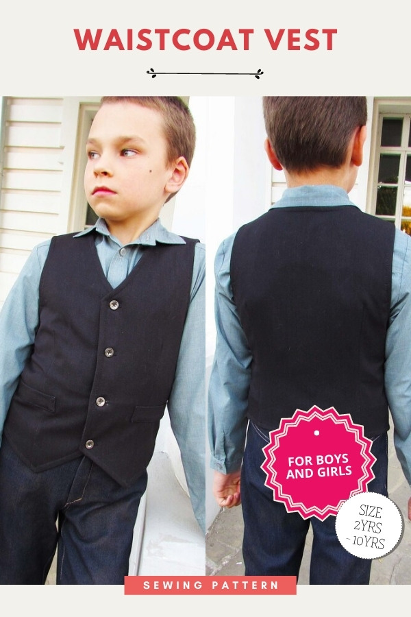 Waistcoat Vest sewing pattern (2-10 years) for boys and girls
