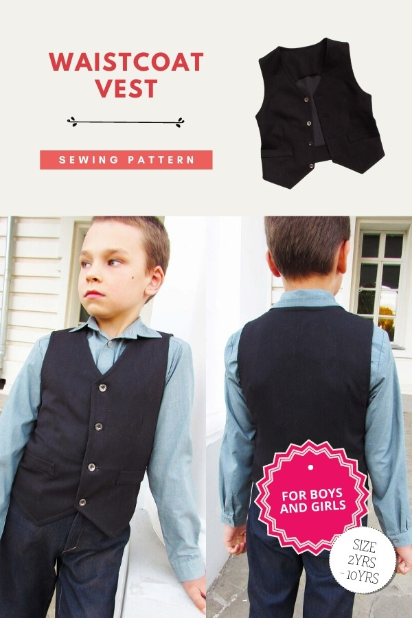 Waistcoat Vest sewing pattern (2-10 years) for boys and girls