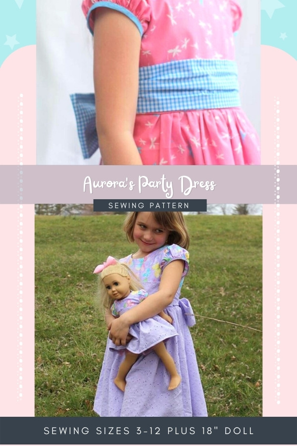 Aurora's Party Dress sewing pattern (sizes 3-12 plus 18 inch matching doll dress) width=