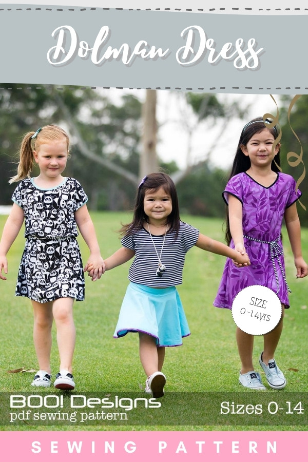 Dolman Dress sewing pattern (Sizes 0-14) - Sew Modern Kids