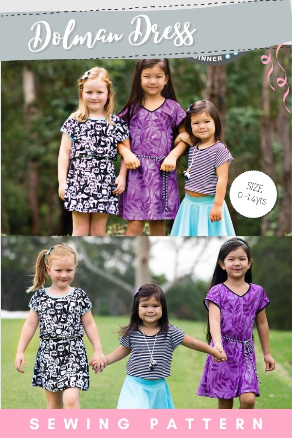 Valencia's Dolman Sleeve Dress Sizes NB to 14 Kids PDF Pattern