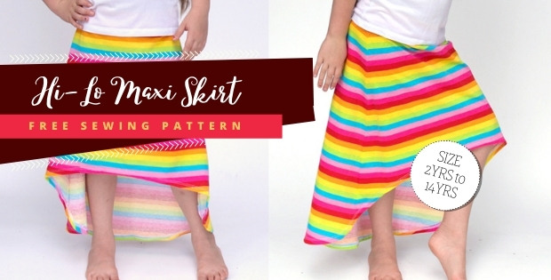 Hi-Lo Maxi Skirt FREE sewing pattern (2-14 years)