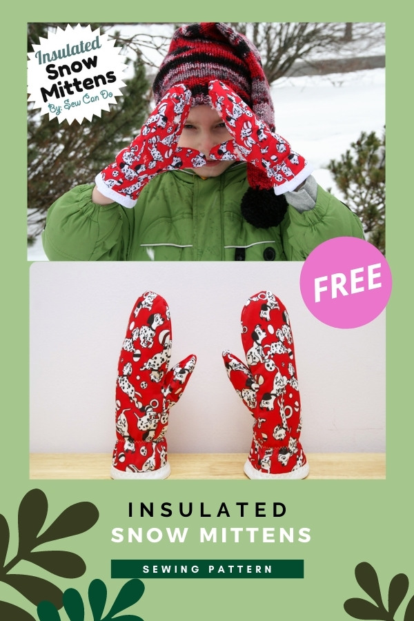Insulated Snow Mittens FREE sewing pattern