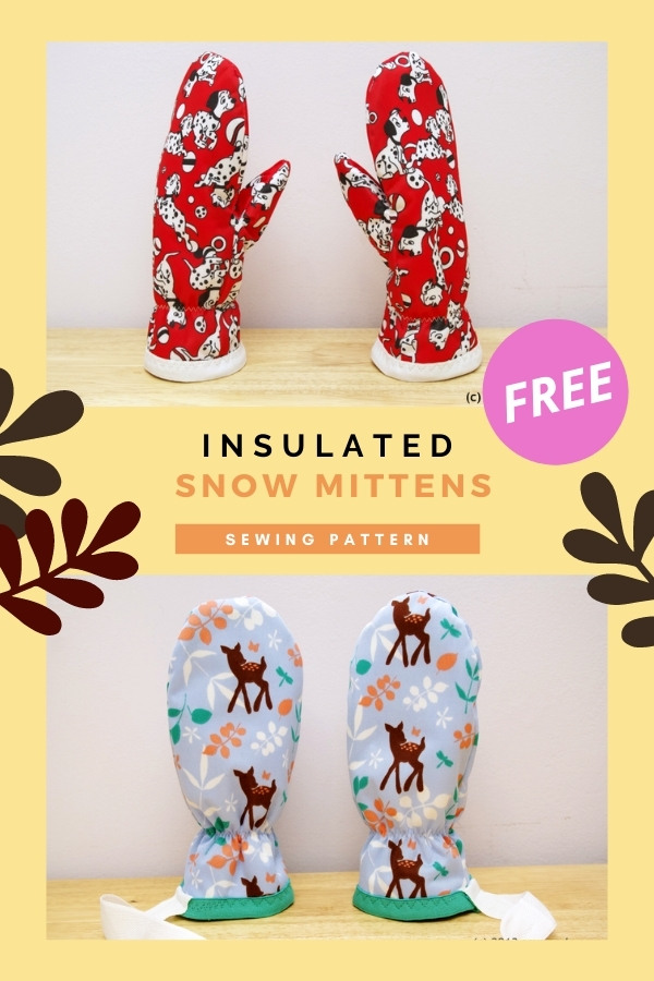 Insulated Snow Mittens FREE sewing pattern