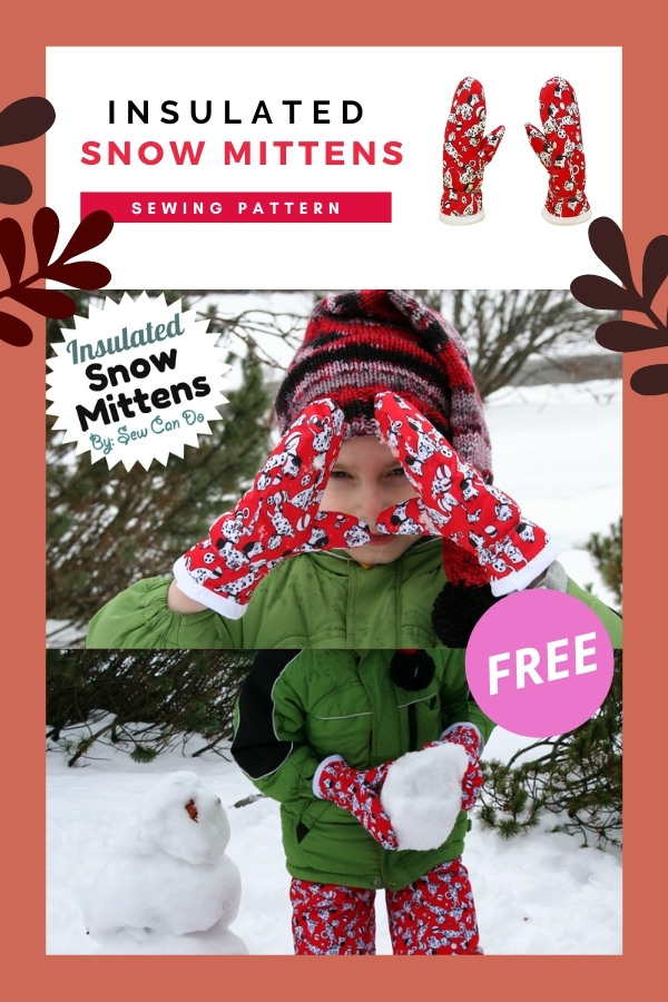 Insulated Snow Mittens FREE sewing pattern