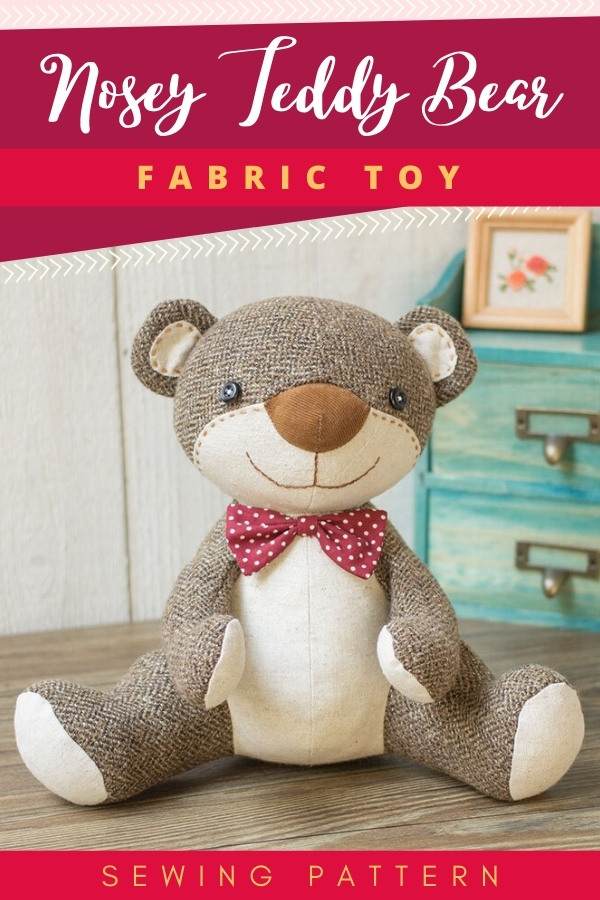 Nosey Teddy Bear Fabric Toy sewing pattern