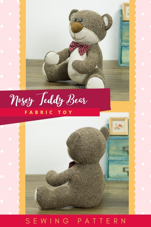 Nosey Teddy Bear Fabric Toy sewing pattern