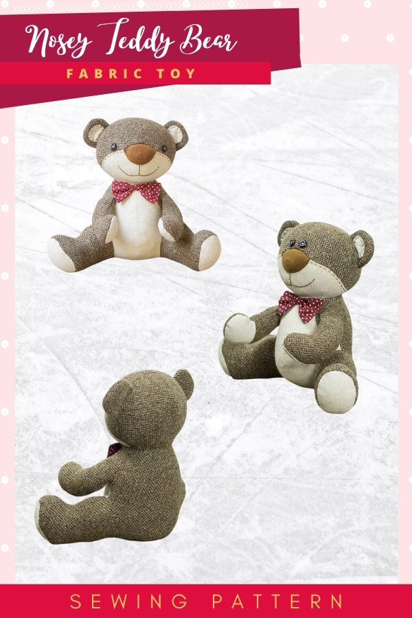 Nosey Teddy Bear Fabric Toy sewing pattern