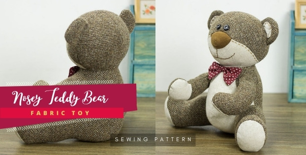 Nosey Teddy Bear Fabric Toy sewing pattern
