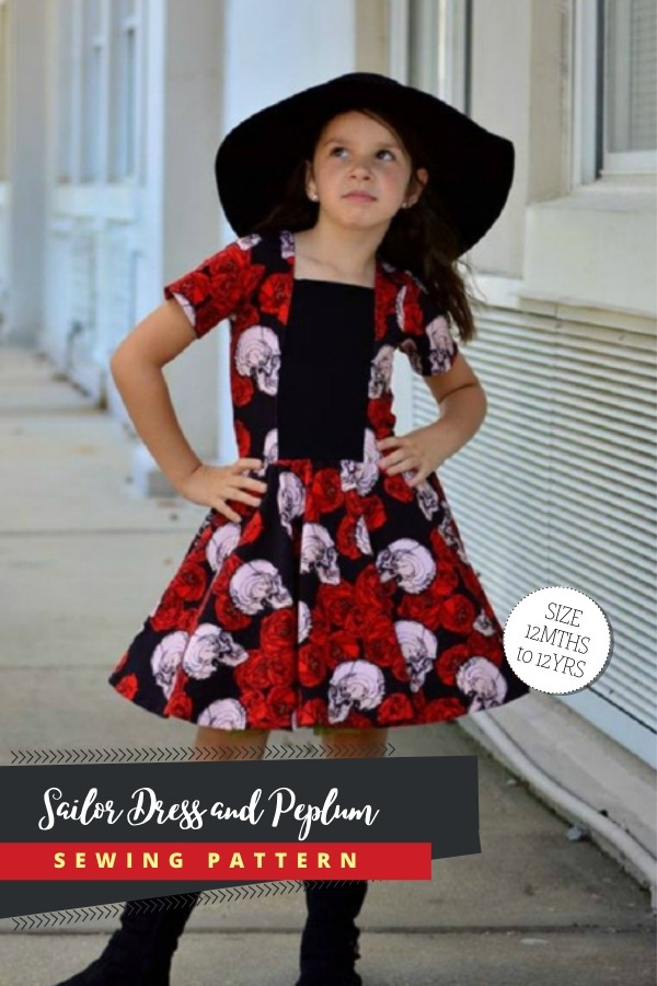 Sailor Dress and Peplum sewing pattern (12mths to big kid 12)