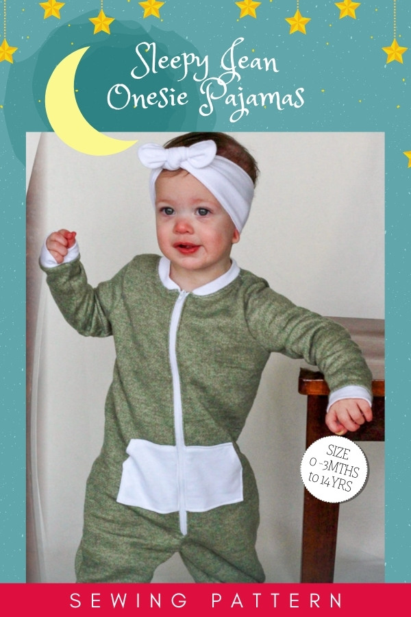 Sleepy Jean Onesie Pajamas sewing pattern (0-3mths to14yrs)