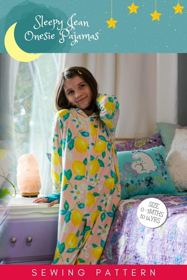 Sleepy Jean Onesie Pajamas sewing pattern (0-3mths to14yrs)