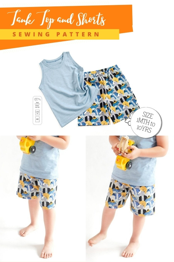 Tank Top and Shorts sewing pattern (1mth-10yrs) - Sew Modern Kids