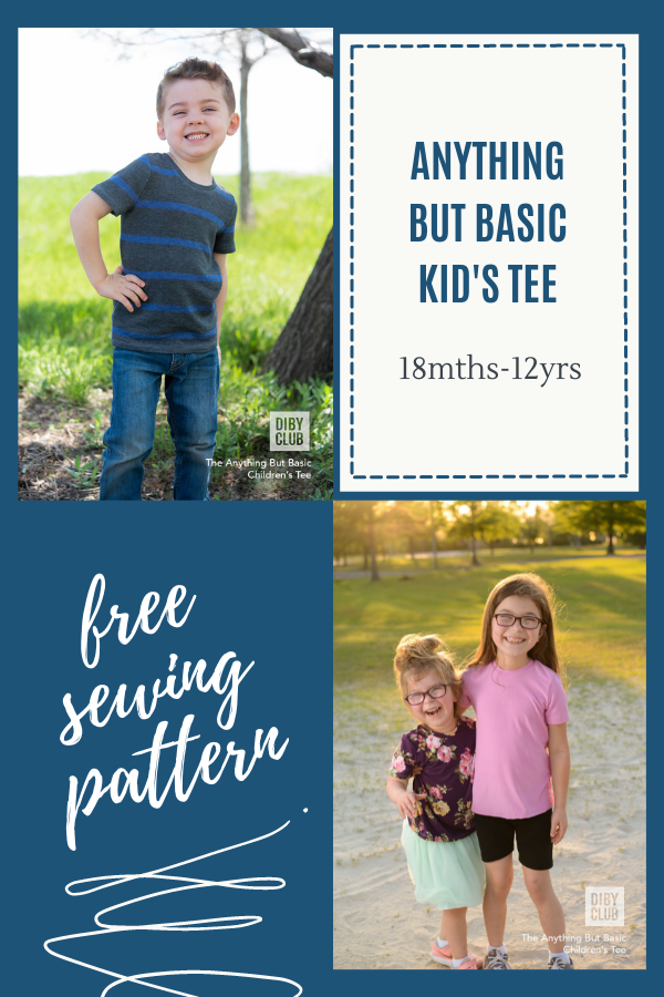 Anything But Basic Kid's Tee FREE sewing pattern (18mths-12yrs)