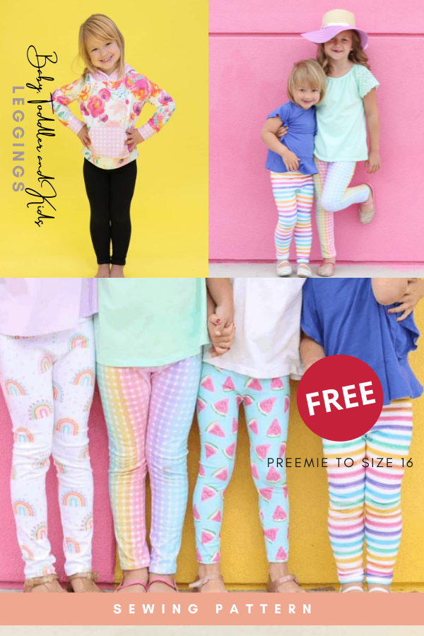 Baby Toddler and Kids Leggings FREE sewing pattern Preemie to size 16 Sew Modern Kids