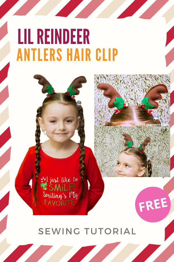 Lil Reindeer Antlers Hair Clip FREE sewing tutorial