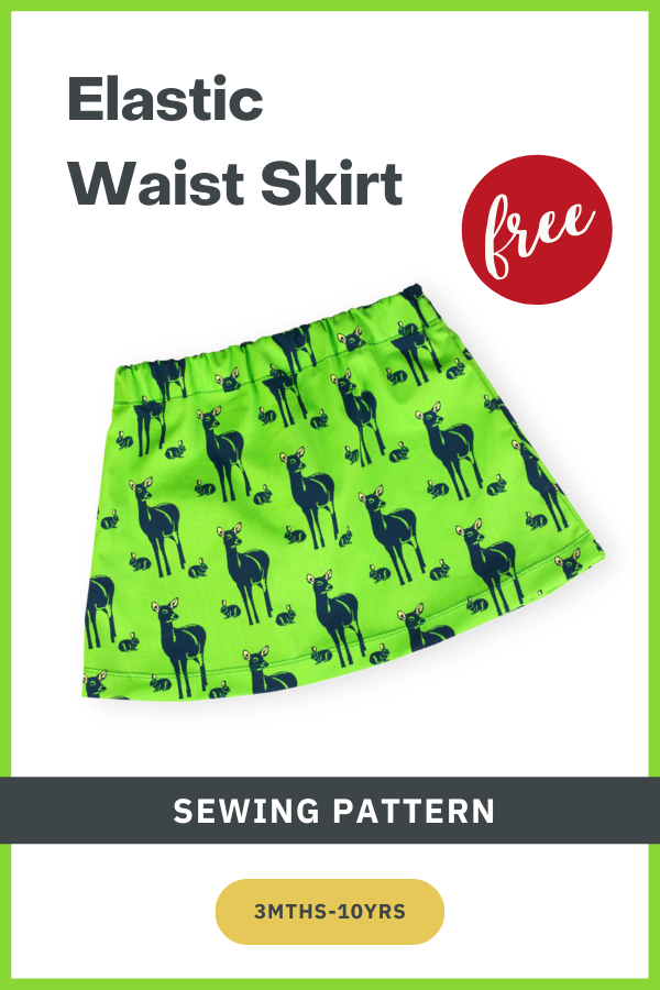 Elastic Waist Skirt FREE sewing pattern (3mths-10yrs)