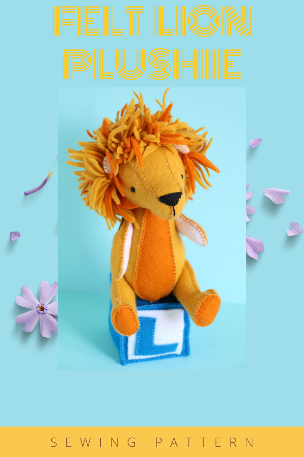 Felt Lion Plushie sewing pattern