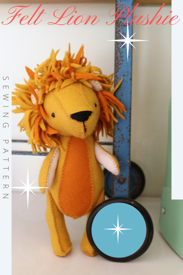 Felt Lion Plushie sewing pattern