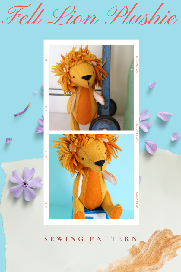 Felt Lion Plushie sewing pattern