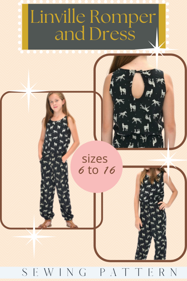 Linville Romper and Dress sewing pattern (Sizes 6 to 16)