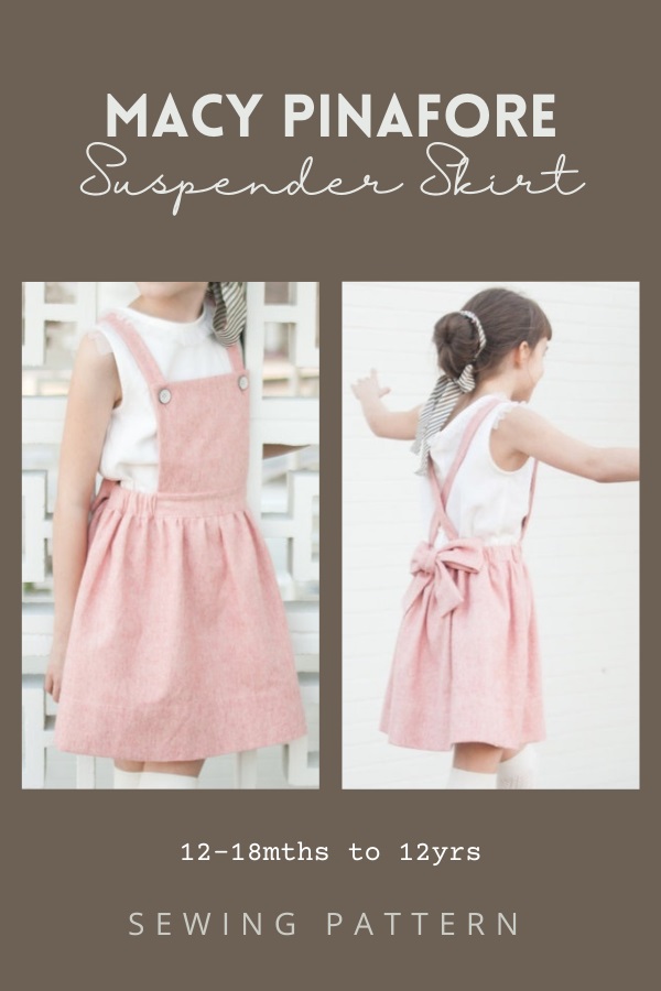 Macy Pinafore Suspender Skirt sewing pattern (12-18mths to 12yrs)