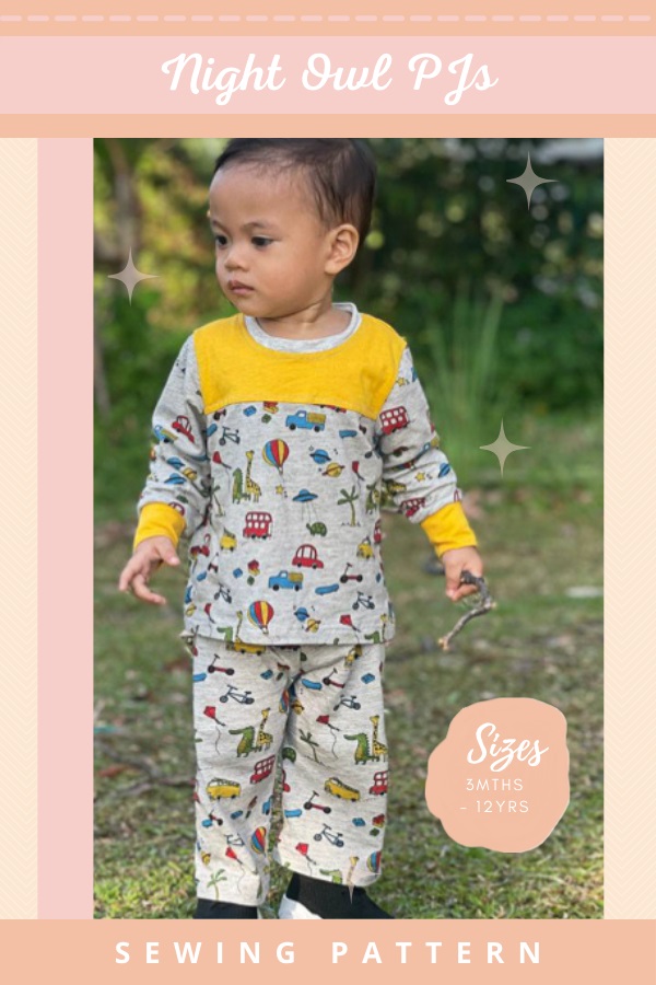 Night Owl PJs sewing pattern (3mths-12yrs)