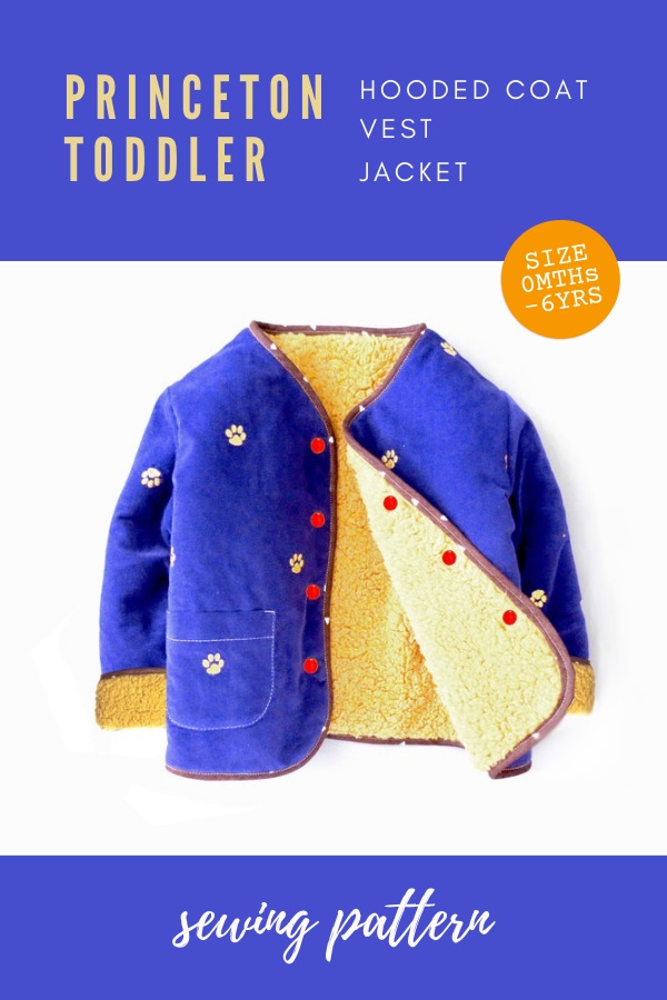 Princeton Toddler Hooded Coat, Vest or Jacket pattern (0mths-6yrs).