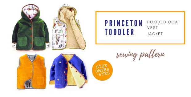Princeton Toddler Hooded Coat, Vest or Jacket pattern (0mths-6yrs)