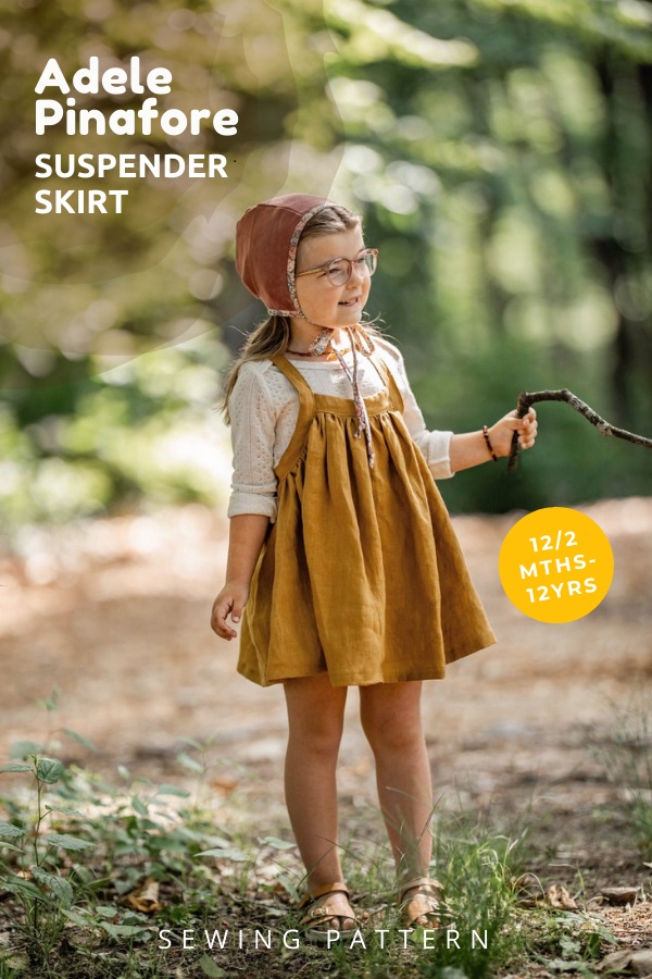 Adele Pinafore Suspender Skirt sewing pattern (12/24mths to 12yrs)