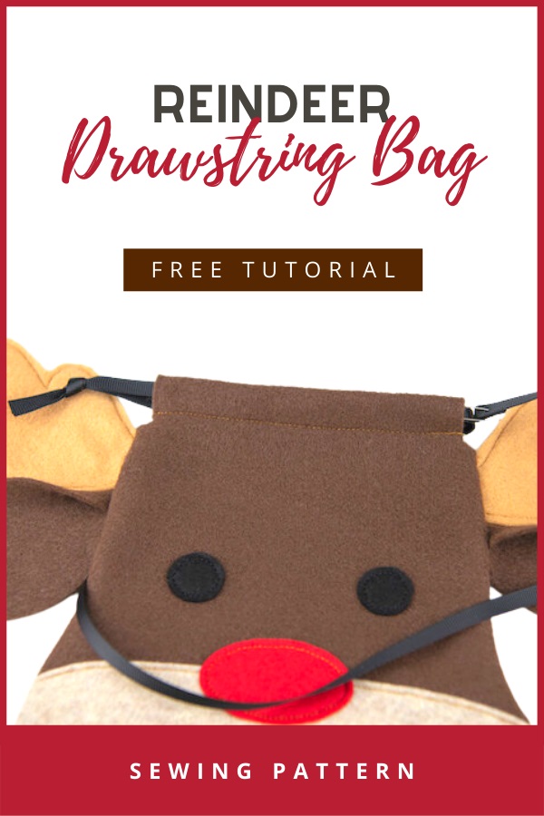 Reindeer Drawstring Bag FREE pattern and tutorial