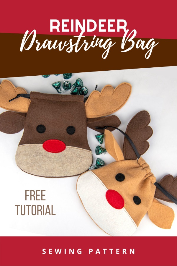 Reindeer Drawstring Bag FREE pattern and tutorial - Sew Modern Kids