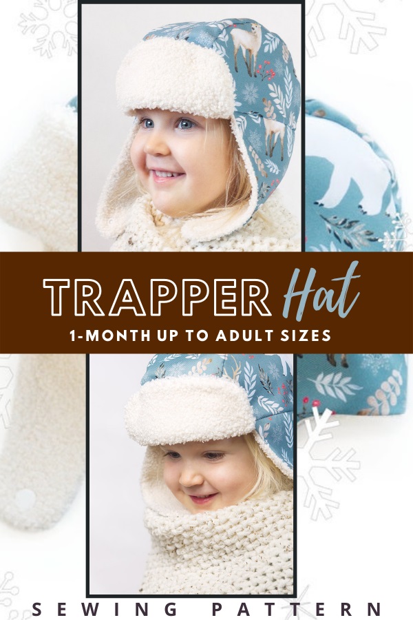 Trapper Hat sewing pattern (1-month up to adult sizes)