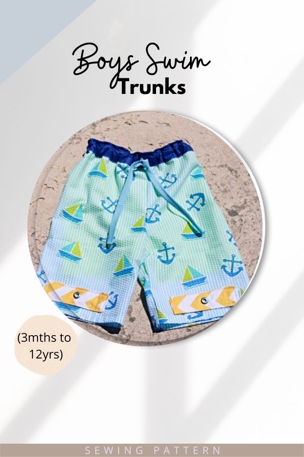 Boys Swim Trunks sewing pattern (3mths to 12yrs)