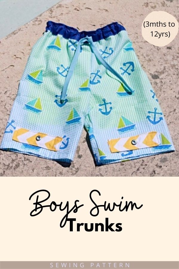 Boys Swim Trunks sewing pattern (3mths to 12yrs)