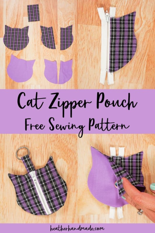 Cat Zipper Pouch FREE sewing pattern