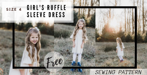 Girl's Ruffle Sleeve Dress FREE sewing pattern  (Size 4)