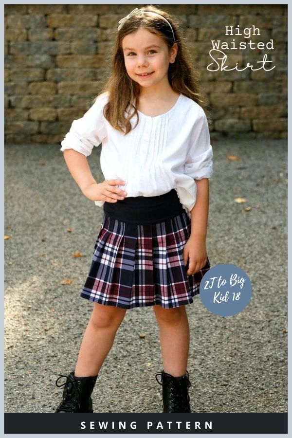 High Waisted Skirt sewing pattern (2T to Big Kid 18)