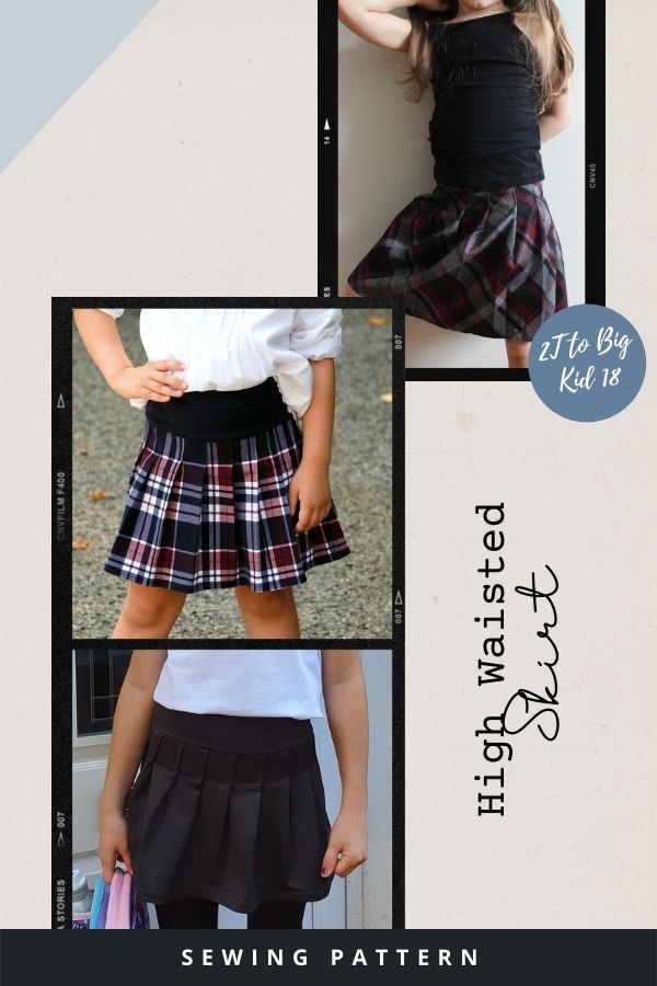 High Waisted Skirt sewing pattern (2T to Big Kid 18)
