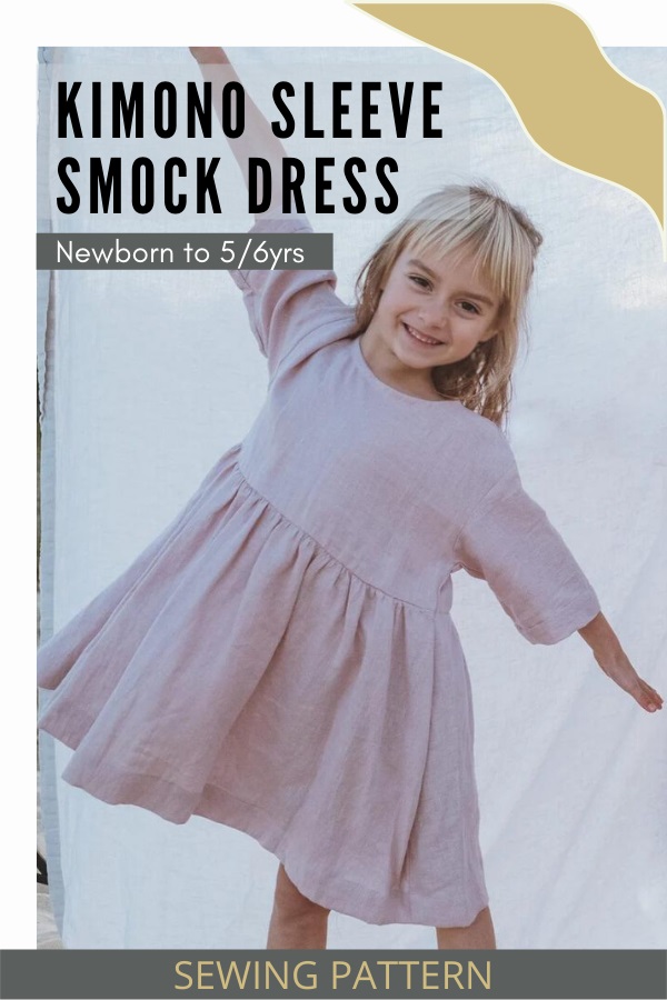 Kimono Sleeve Smock Dress sewing pattern (Newborn to 5/6yrs)