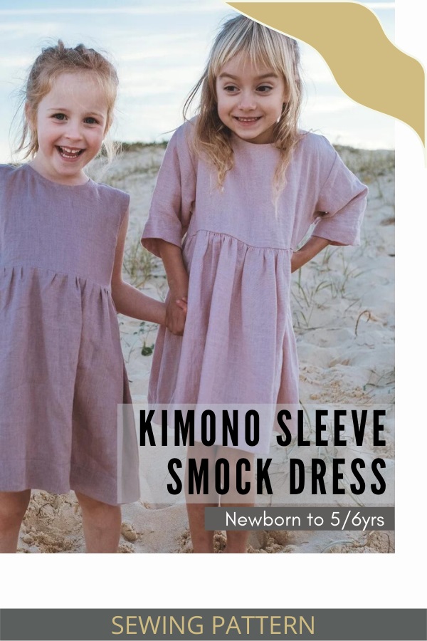 Kimono Sleeve Smock Dress sewing pattern (Newborn to 5/6yrs)