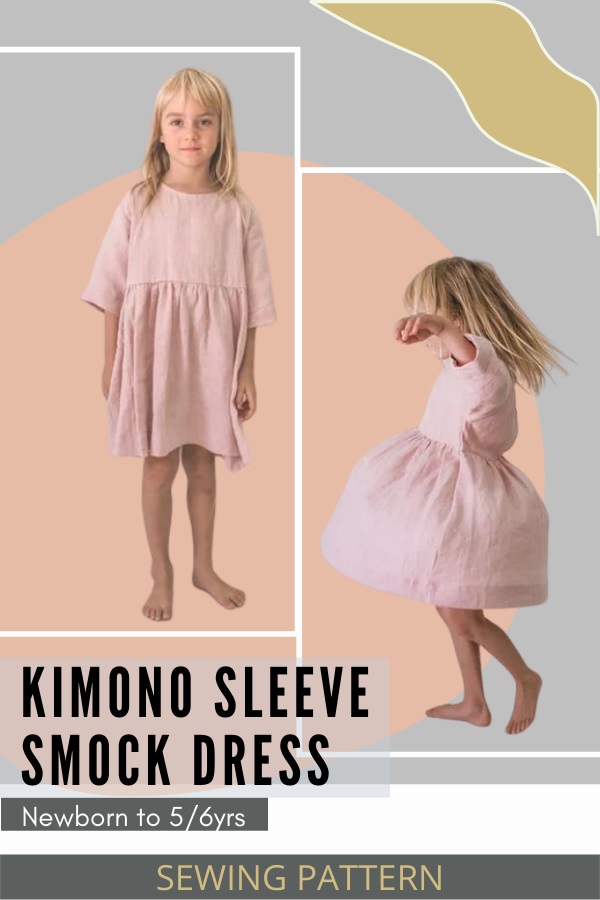 Kimono Sleeve Smock Dress sewing pattern (Newborn to 5/6yrs)