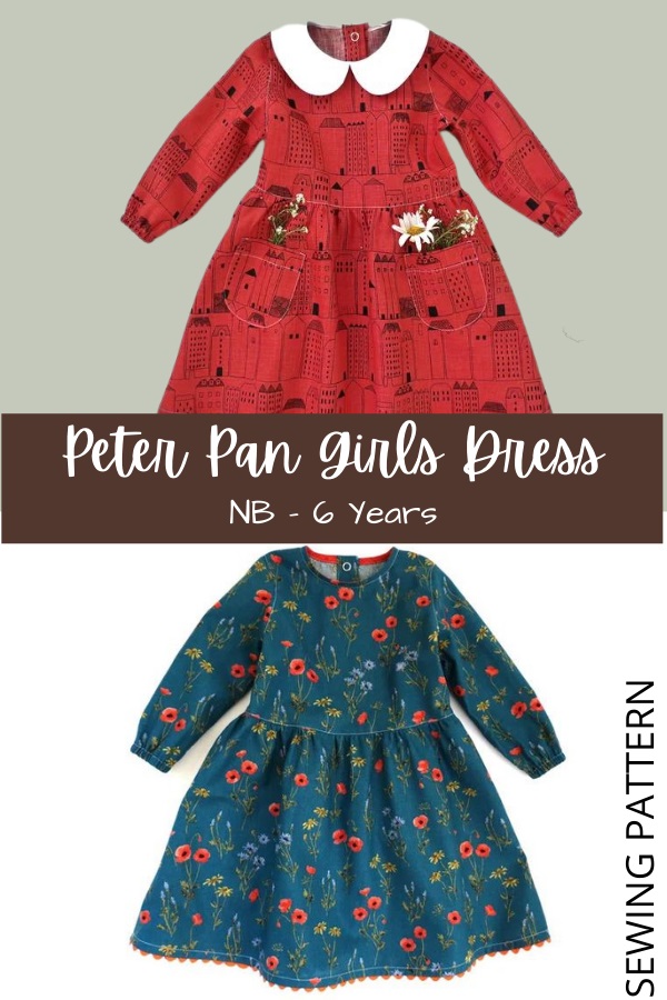 Peter Pan Girls Dress sewing pattern (Newborn to 6yrs)