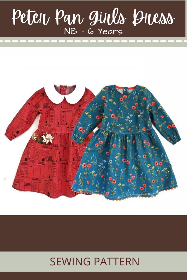 Peter Pan Girls Dress sewing pattern (Newborn to 6yrs)