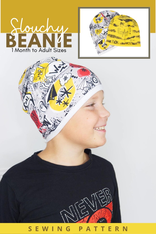 Slouchy Beanie sewing pattern (1-month to adult sizes)