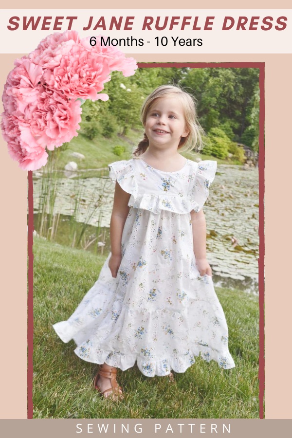 Sweet Jane Ruffle Dress sewing pattern (6mths-10yrs)