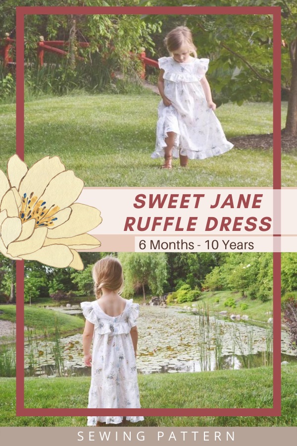 Sweet Jane Ruffle Dress sewing pattern (6mths-10yrs)